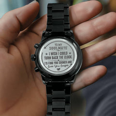 To My Soulmate Turn Back the Clock (Charcoal Black) – Men's Watch