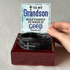 Hold Tightly - Cross Leather Bracelet